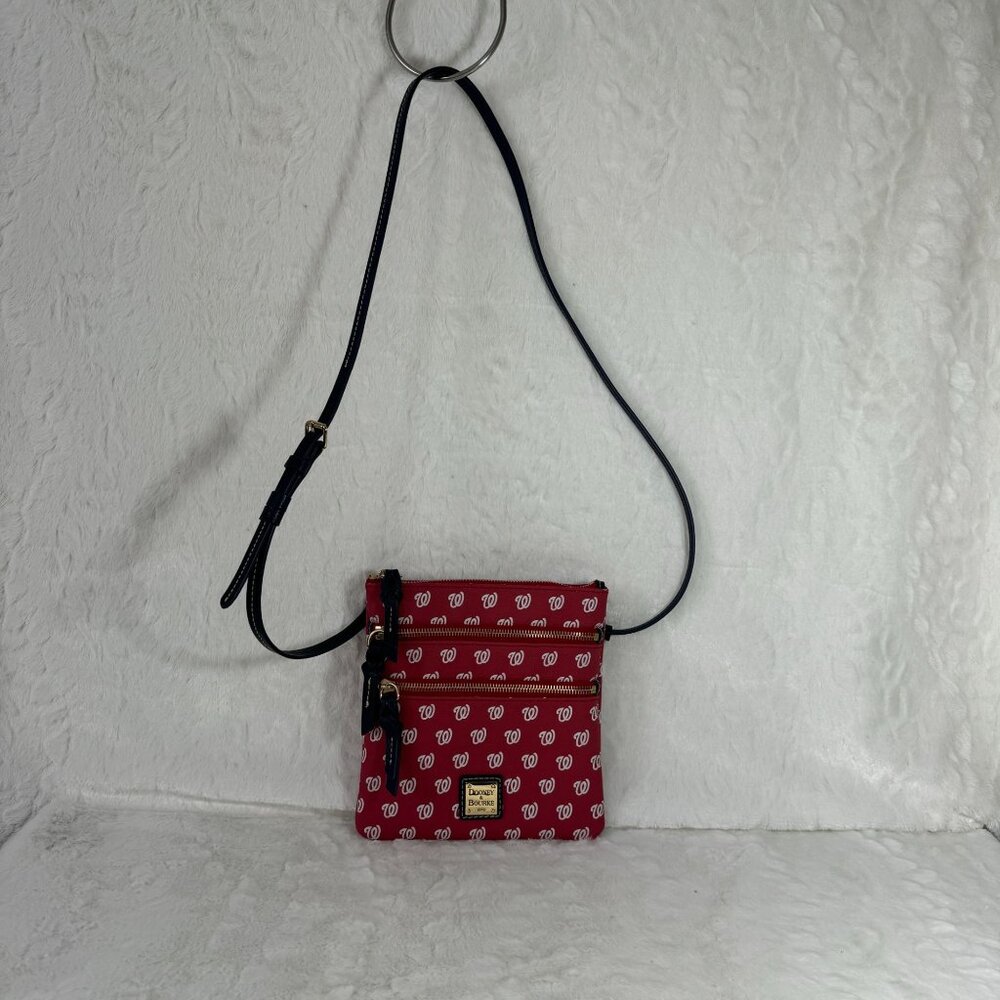 Dooney & Bourke Washington Nationals Crossbody Bag Red Triple Zip MLB - Picture 2 of 11